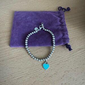 Tiffany and Co. Blue Heart Tag Bead Bracelet